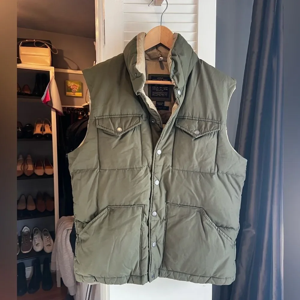 J. Crew Boulder Vest Expedition Down in Olive Green